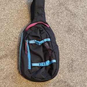 Patagonia Black Belt Bag with Blue and Pink Accents